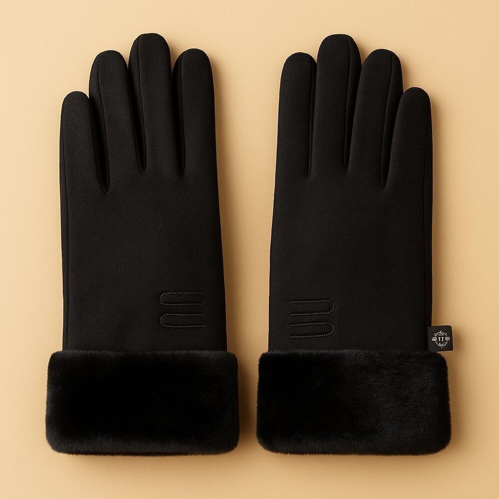 ๐ค Urban Republic Faux Fur Cuff Gloves โ Black โ Size S ๐ค
